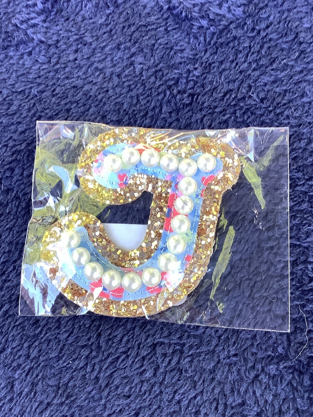 Stoney Clover Lane Gold Glitter & Pearl bag patch